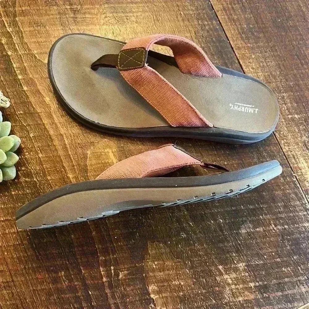 J.Murphy | Rust Color Canvas Flip Flop Sandals - image 2